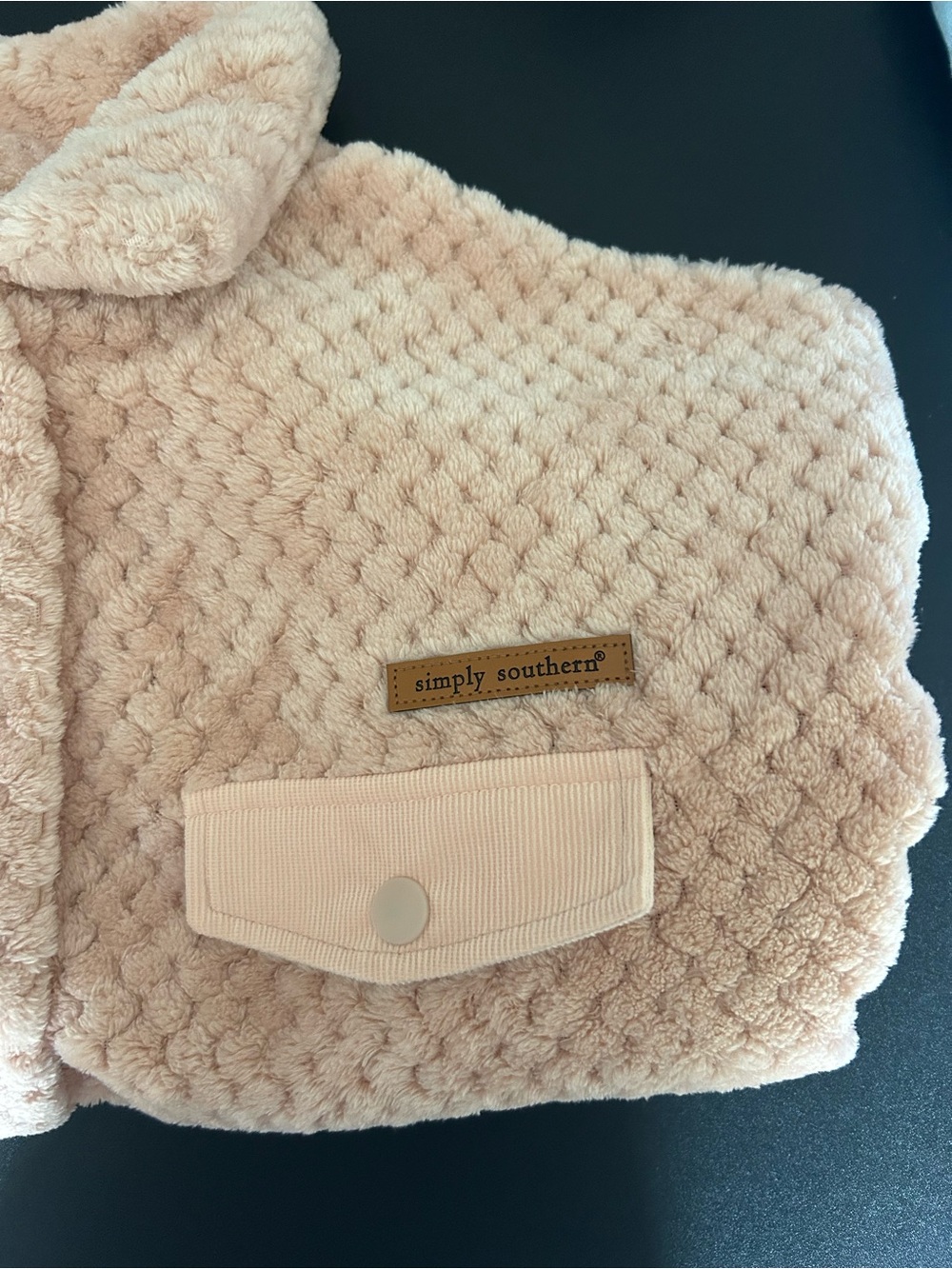 Simply Southern Blush Plush Sherpa Hoodie with Snap Pocket